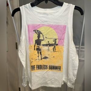 NWT Lucky Brand White Graphic Muscle Tee - Size Small